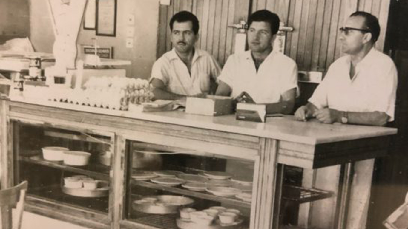The owners of Asimakopoulos brothers patisserie, in an old photo